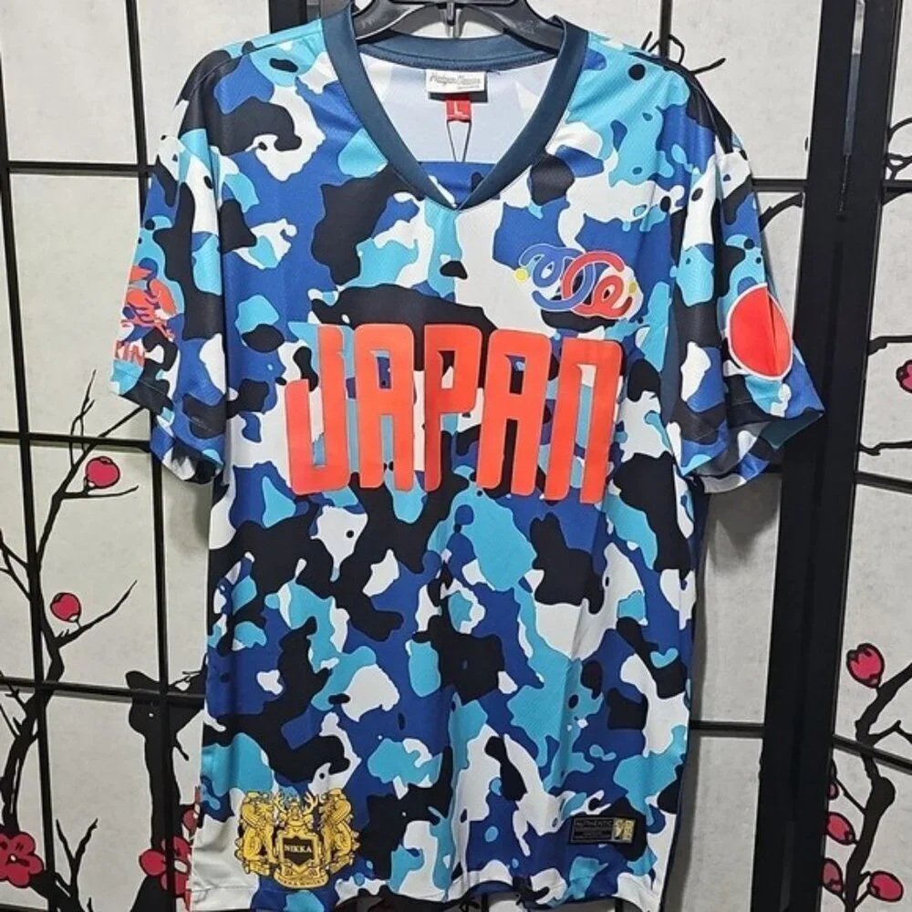 Japan Themed Blue & White Men's Soccer Jersey Shirt Large New - Picture 2 of 11